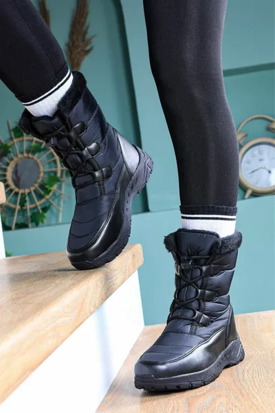 Stivali da Neve Donna Neri Idrorepellenti Con Suola Antiscivolo 