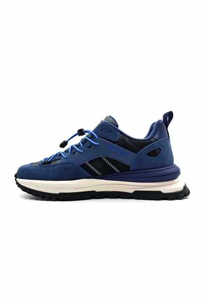 Echtes Leder mit dicker Sohle Marineblaue Sneaker Sneaker für Herren