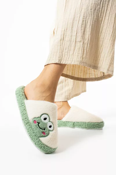 Nuova stagione da donna Kurbağ Figured Silent Sole Peluche Pantofole da casa