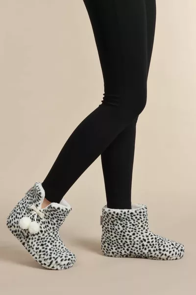 Femme Panduf Domicile Bottes Maison Chaussures Hiver Dotted Velsoft