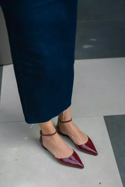 Ballerines Bourgogne Femme 2cm Talons bas courts Usage quotidien Chaussures très confortables