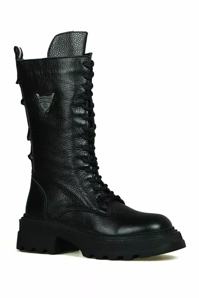 Fenix جلد طبيعي أسود أحذية نسائية خارجية