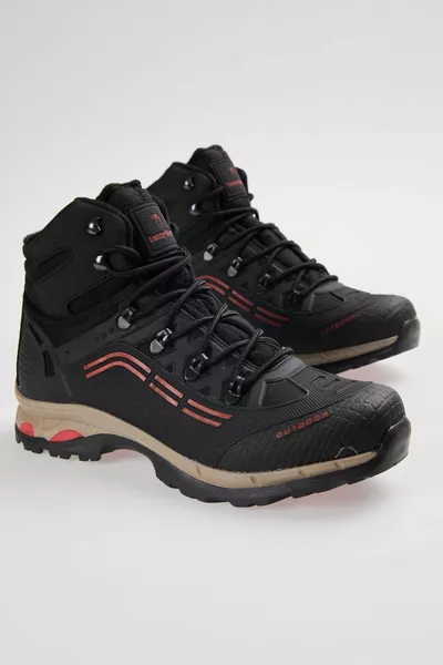 أحذية للجنسين أسود أحمر للرحلات 