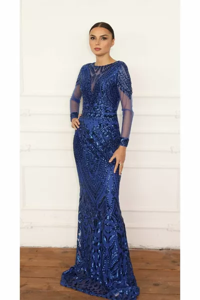 PAILLETTEN-ABENDKLEIDER MIT LANGEN ÄRMELN