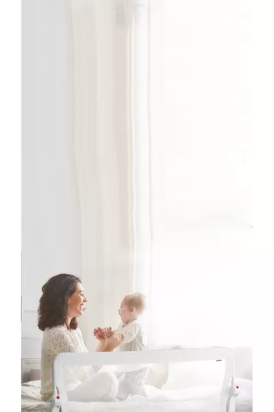 حاجز سرير Guimo cm قابل للطي لحماية السرير أبيض، حاجز سرير قابل للطي للرضع