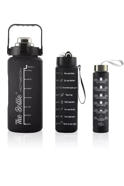 Motivational Water Bottle Set of 3, 2-Liter Water Bottle + Ml+ Ml Baby Athlete Water Bottle