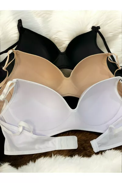 طقم صدرية نسائية لوتس بدون حشوة وبدون سلك، ثلاث قطع