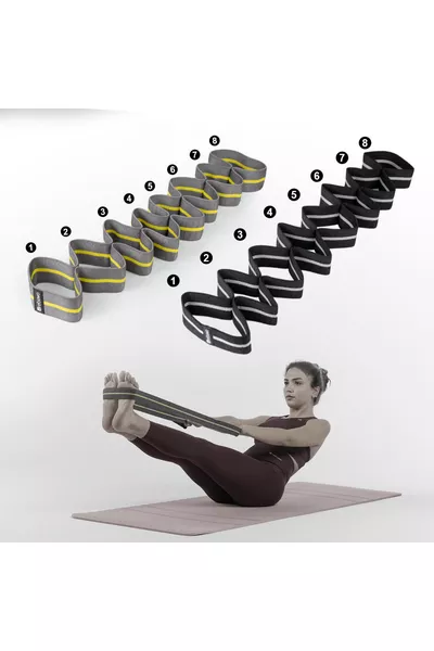 Achtstufiges Pilates-Band Widerstandsband Yoga-Gummiband Dehnungsband Set