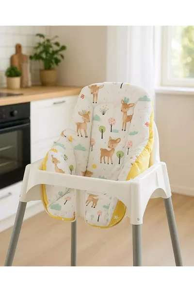 وسادة كرسي طعام للأطفال والرضع من القطن، كاراجا، أصفر