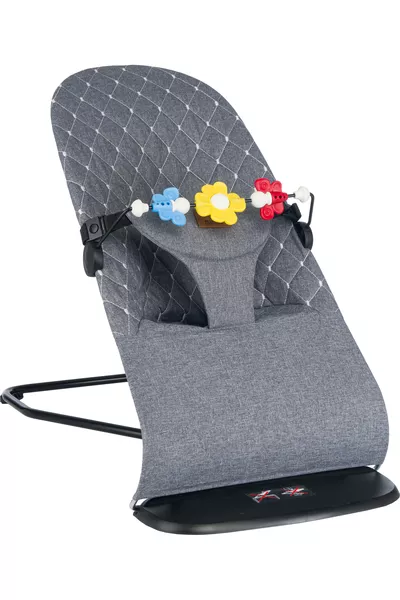 كرسي هزاز ثلاثي المستويات من سمايل كوتون للأطفال (مع ملحق لعبة وحقيبة سفر)