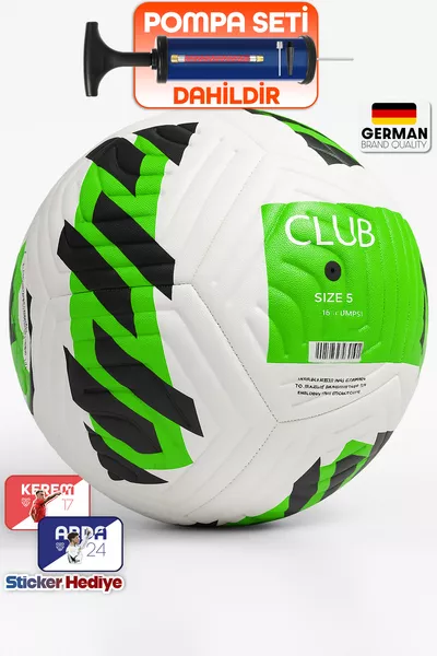 Оригинальный футбольный мяч с насосом в подарок, для жестких покрытий, гибридный, зеленый, размер 5