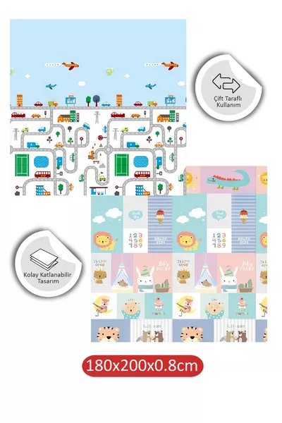 سجادة الألعاب القابلة للطي مزدوجة الوجه من سيتي بالس - 8 سم (مع حقيبة حمل)