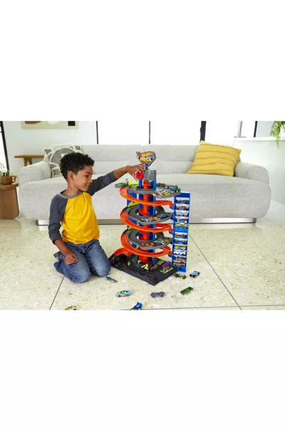 مجموعة ألعاب المرآب الضخم، سيارة واحدة، مصعد و مساحة لتخزين أكثر من سيارة