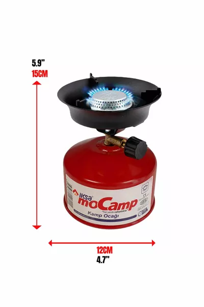 موكامب موقد معسكر، موديل مع هدية اسطوانة غاز واحدة - أحمر، تصميم جديد بصمام