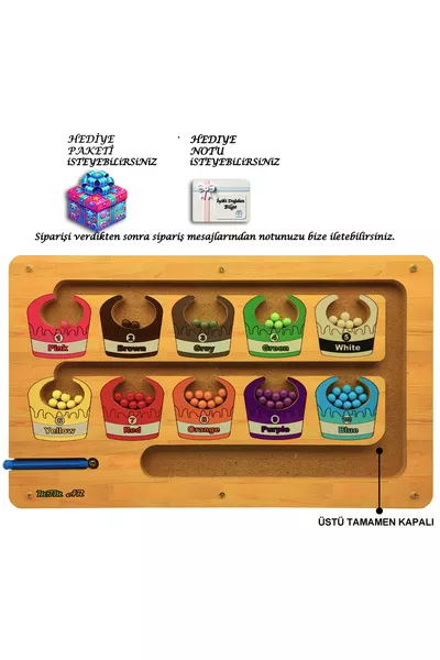 Tableau de puzzle de motricité avec aimants et perles - Couleurs et chiffres - Stylo unique