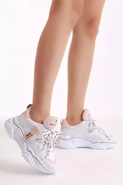 حذاء رياضي نسائي أبيض وردي Tbkpl