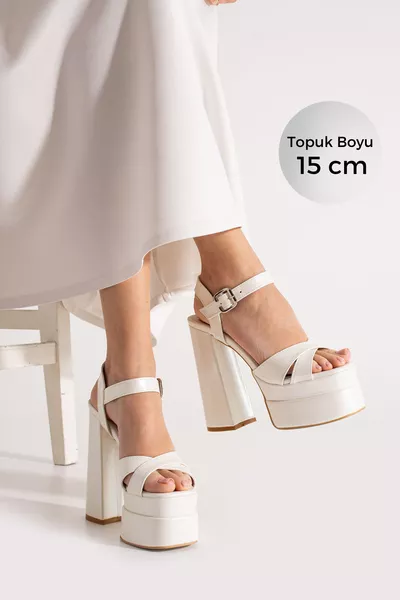  Double Platform Mother-of-Pearl Leather High Heel Bridal/Evening Shoe - Mother-of-Pearl Leather