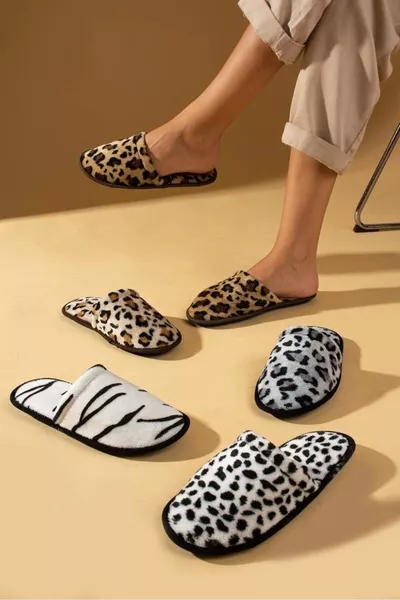 4 чифта дамски домашни чехли за гости, за сватбен подарък, зимни, с затворена предна част, смесени, 4 чифта