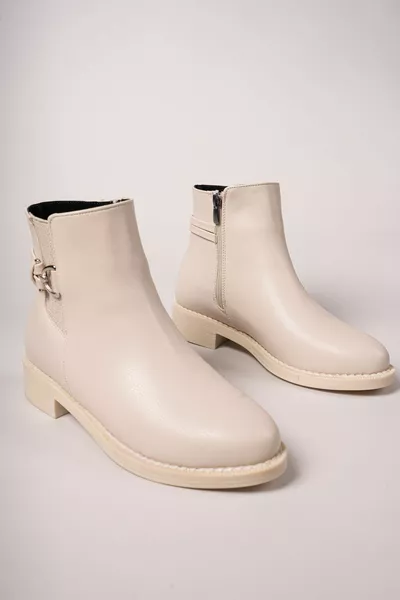 حذاء نسائي Lhewiel رقم  من الجلد بلون البيج