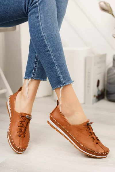 Hakiki Deri Taba Kadın Deri Babet 