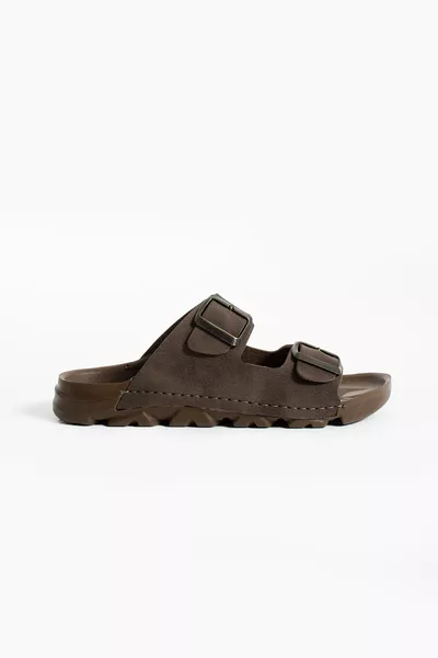 Кафяви летни унисекс чехли с двойна катарама, меки и леки