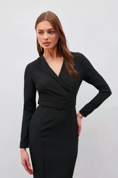 Robe crayon ceinturée - Noir