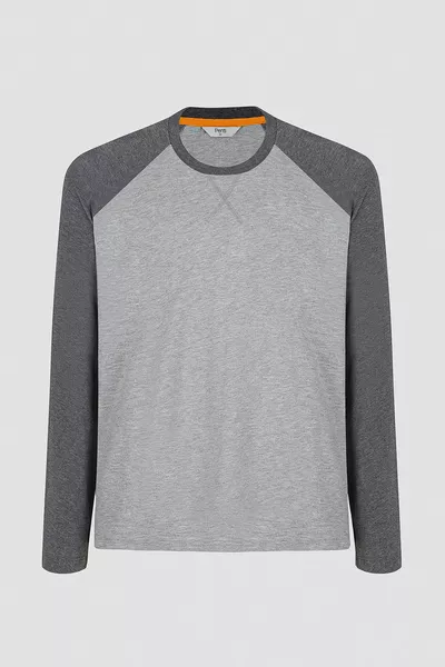 الأساسية طويلة الأكمام السراويل رمادي بيجامة مجموعة