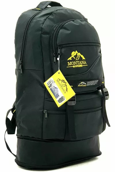 Mountainer + Litre Black Waterproof Multi-Compartment Travel-Mountain-Climber-Camper Backpack