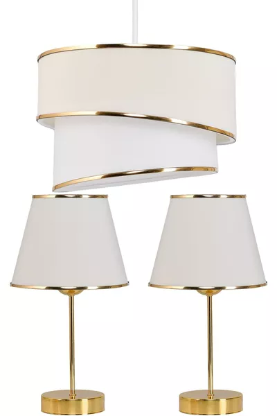 مجموعة ثريا قلادة فردية ومصباح ذهبي كريمي