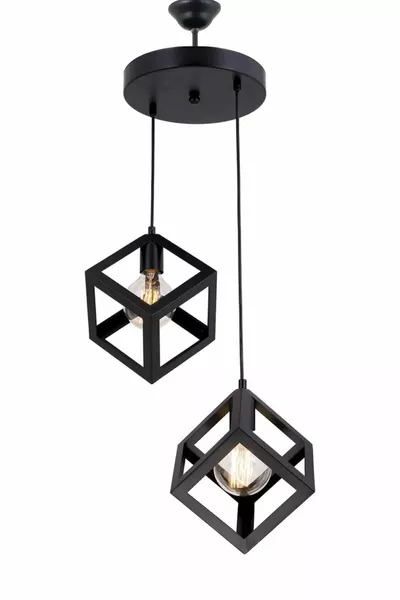 Rustik-Retro-Modell Geometrischer Hängelampe Metallwürfel Kronleuchter