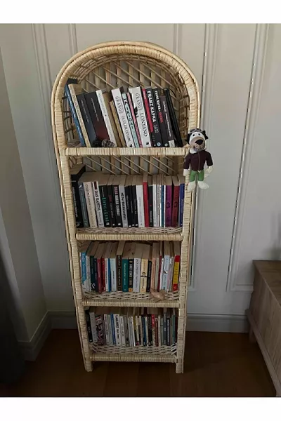 رف منسوج مزخرف بأربعة أقسام للمطبخ والحمام والأحذية والكتب 