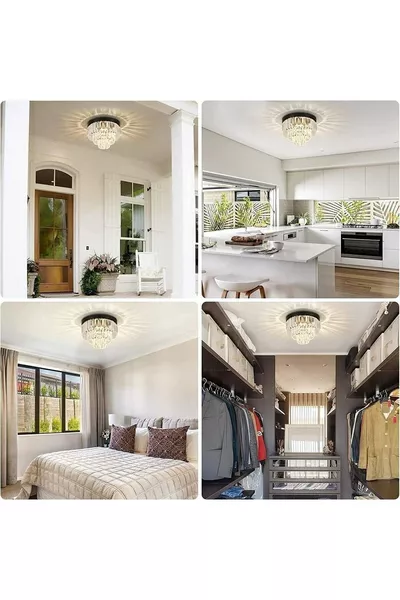 Модерен холен полилей с черни кристални камъни