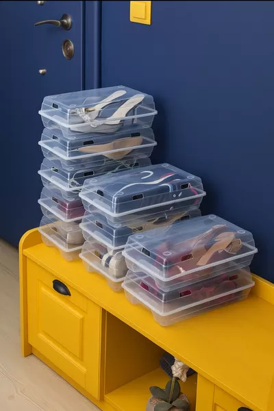  бр. Прозрачна кутия за обувки за жени с организатор и кош за съхранение