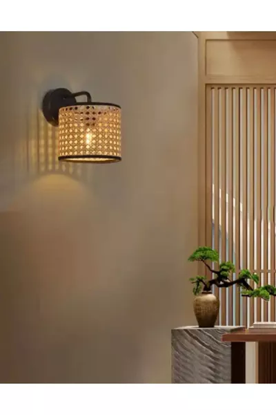 أبليك لغرفة المعيشة أو النوم من الخيزران برأس هازران خاص مع بطارية