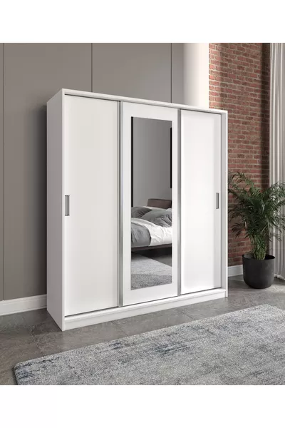 Luma 3-Door 2-Drawer Sliding Wardrobe with Mirror
