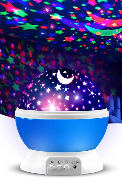Ночник-проектор с вращающимся отражением Луны и звездного неба для детской комнаты