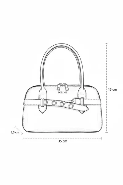 Borsa a tracolla da donna in pelle vegana marrone con dettagli a cintura – Accessori dorati & versatile