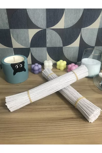  Cm sert mumlanmış Fitil (  Adet ) Yüzde Yüz Pamuk Ipinden Hazır Sert Mumlanmış Mum Fitili