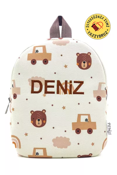 [ WE WRITE THE NAME YOU WANT ] Toy Car Backpack for Children Aged 0-8, Kindergarten-Preschool Bag