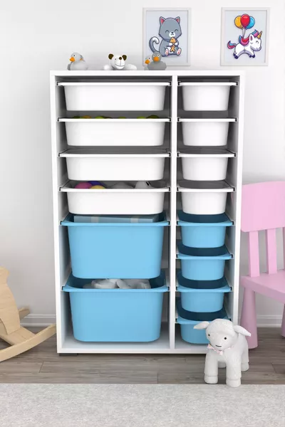 Rine  Mandige Meervoudig Doel Speelgoedkast Blauw Wit u