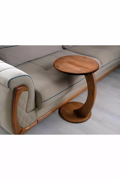 % натуральный деревянный C-образный столик, журнальный столик, боковой столик, модульный столик, сервировочный столик (% натуральное дерево)