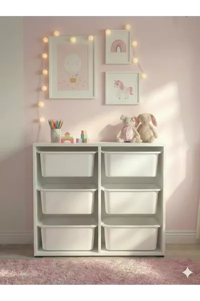Armoire de Jouets Polyvalente à 6 Tiroirs et Unité de Rangement – Organisateur de Chambre d’Enfant avec ÉTIQUETTE CADEAU
