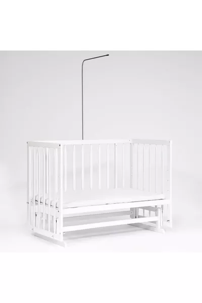 Culla in Legno Super Natural 4 Livelli Bianca Accanto alla Mamma con Dondolo + Materasso