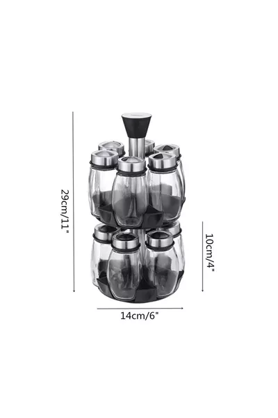 Porte-épices double étage  pièces avec sel et porte-épices en verre tournant à  degrés