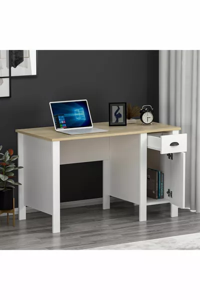 Бюро Optima - Бяло / Бял дъб Сафир