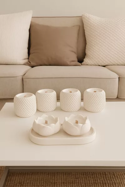 Set da 7 - Set di Portacandele Decorativi Fatti a Mano con Supporto – Design Moderno ed Elegante