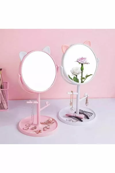 Cat Ear Desktop Makeup Mirror with Hooks