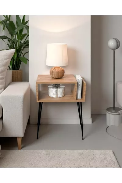 Журнальный столик Begonya с полками - для газет, украшений, книг, журналов и с металлическими ножками, стильный столик