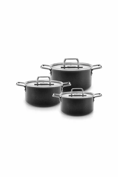 Swiss Crystal Mastermaid 6-Piece Midi Pot Set Shiny Black