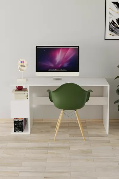 Бяло бюро с библиотека Лео